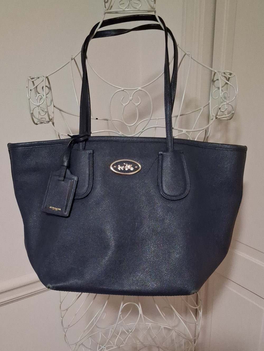 Coach Saffiano Leather Tote with Logo Plaque